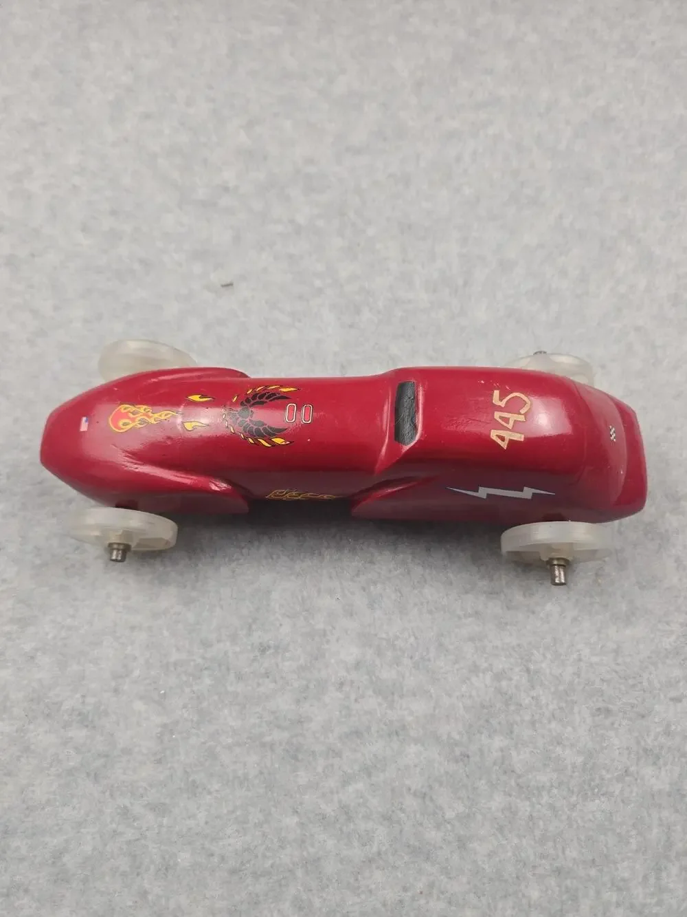 Vintage Pinewood Derby Car Custom Red Flame Lightning Awana Grand Prix Boy Scout